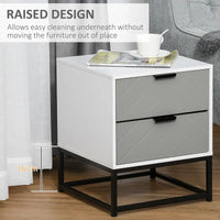 Bedside Cabinet with 2 Drawer Storage Unit,Metal Base, for Living Room, Study Room, Bedroom