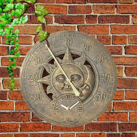 Garden Wall Clock Outdoor Garden Wall Station Clock Vintage Hanging Clock Thermometer Clock