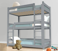 Bunk Beds High Sleeper Kids Children Pine Wooden Bed Frame (Grey)