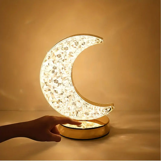 3-Color Dimmable Star-Shaped Crystal Touch Lamp - USB Rechargeable, Touch Control