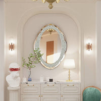 Elegant Cloud-shape Crystal Crushed Diamond Wall Mirror Vanity Accent Mirror Art Decor