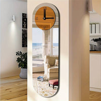 Modern Mirrored Wall Clock Long Oblong Silent Non Ticking Clock For Living Room Kitchen (32 x 100 cm)