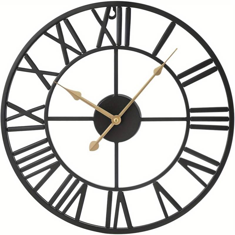 Roman Numerals Wall Clock Metal Large Wall Clocks for Living Room 47cm (18.5inch)