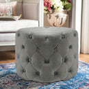 Chesterfield Coffee Table Buttoned Ottoman Footstool Velvet Stool (Grey, 60x 60 x 38cm)