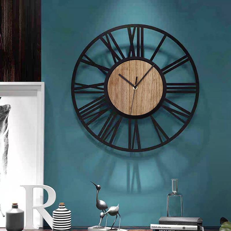 1pc Large Wall Clock for Living Room, Metal Garden Wall Clock, 40H x 40W cm