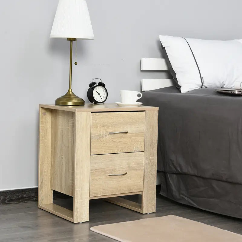 BROWN Bedside Table with 2 Drawers, Bed Side Table for Bedroom, Living Room