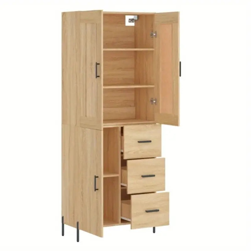 Wardrobe Two Level Storage Cabinets, 3 Doors with 3 Drawers, Large Space - PINE