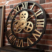 Wall Clock Big Roman Numerals Hanging Clock 60cm Silent Metal Clock