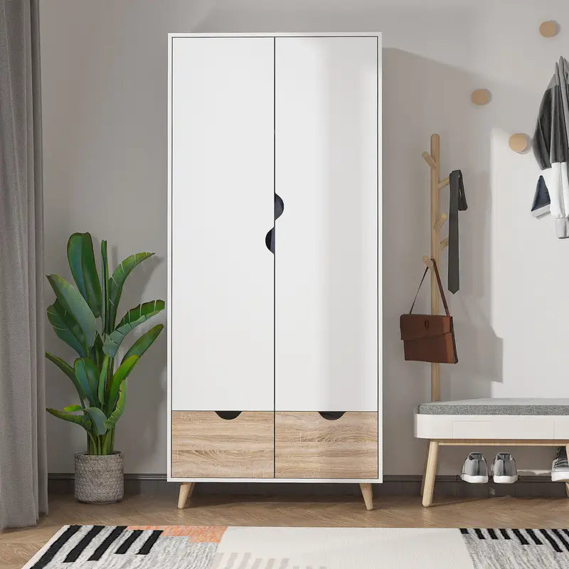 Wardrobe Portable Wardrobe Closet Transparent Door Panels, Suitable for Living Room