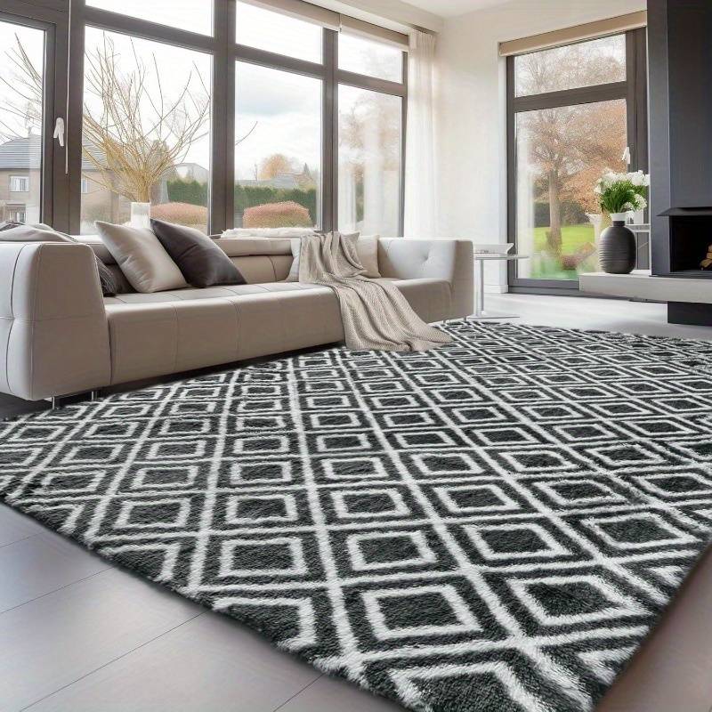 Rugs Living Room 200 x 300cm, Grey & White Area Rugs for Bedroom Washable Anti Slip