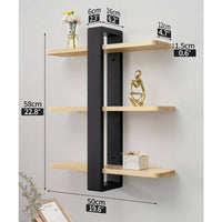 Floating Shelves for Wall Mounted Shelving Unit All Pine Wood 50CM 3 Tier Large Shelf