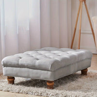 Chesterfield Deep Button Grey Coffee Table Stool Bench Velvet Padded Pouffe Footstool 60*90cm