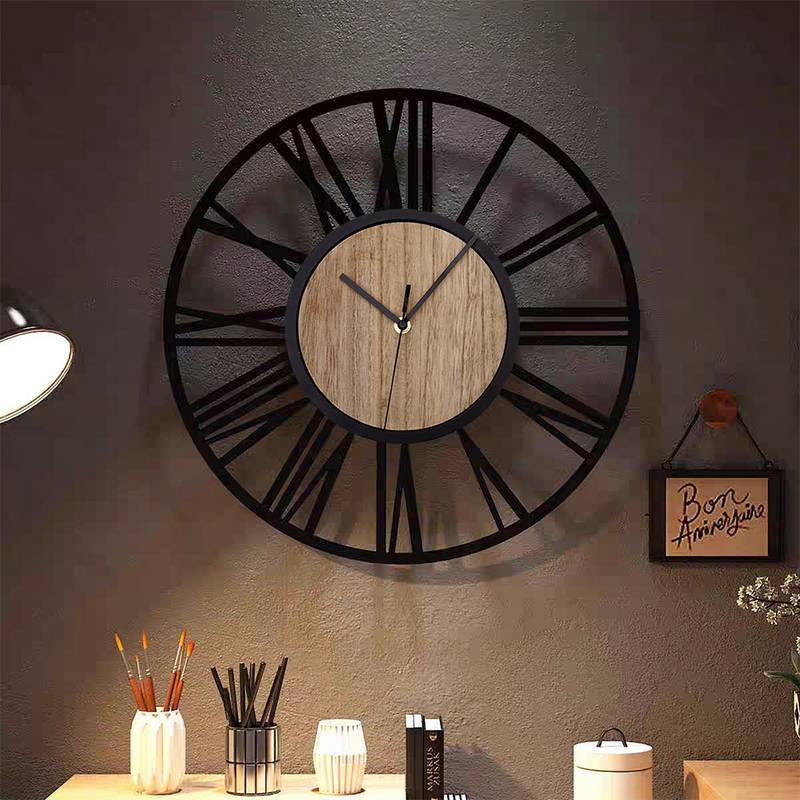 1pc Large Wall Clock for Living Room, Metal Garden Wall Clock, 40H x 40W cm