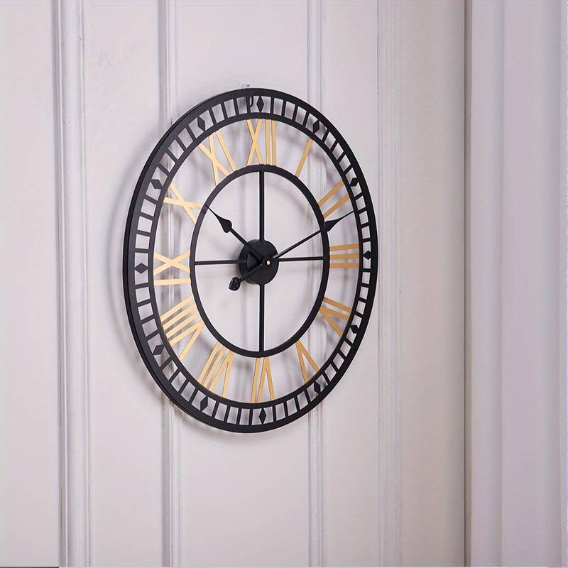 1pc Skeleton Wall Clock 80CM Metal Vintage Large Wall Clock with Hollow Roman Numerals