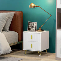 Bedside Table with 2 Drawers, Side End Table, Nightstand Bedside Cabinet with Metal Frame