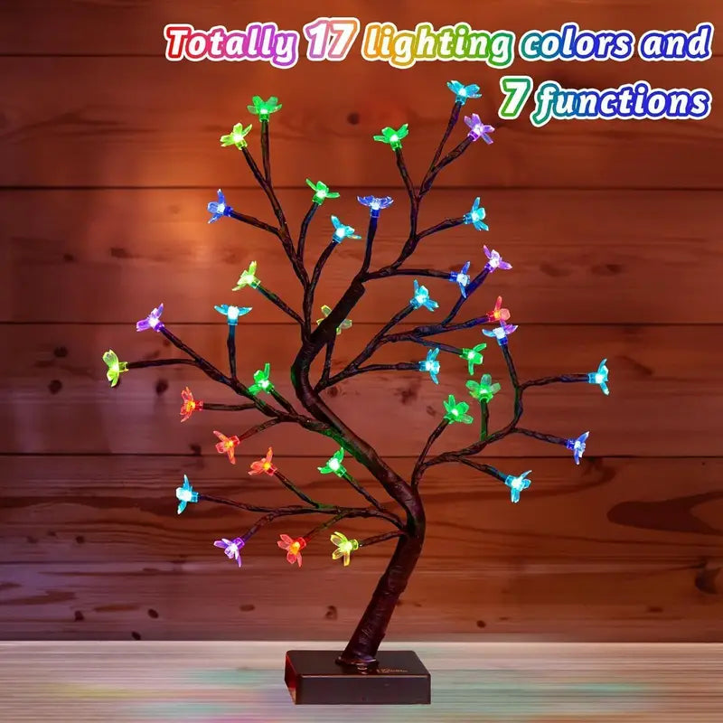 Cherry Blossom Tree Lamp Flower, 36 Led Twinkling Spirit Tree Colour Changing, Christmas Decorations