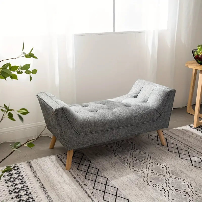 Chesterfield Grey Chenille Fabric Bedroom Chaise Lounge Bed End Sofa Window Seat