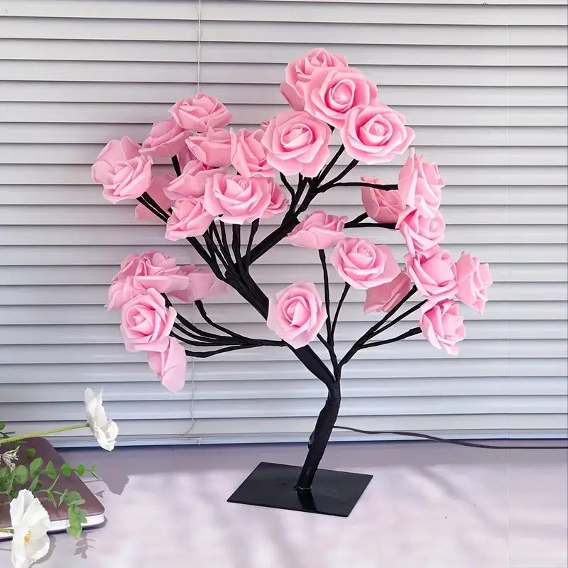 Rose Table Lamp, USB Powered LED Tree Light, Flower Night Light for Home Decoration Outdoor Parties