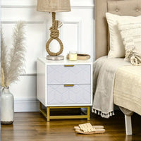 Bedside Table with 2 Drawers, Side Table, Bedside Cabinet with Steel Frame for Living Room, Bedroom