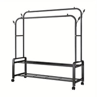 Wardrobe Open Metal Double Rail Clothes Garment Hanging Rack Shelf Display Stand