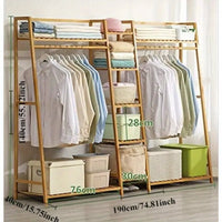 Wardrobe Bamboo Wood Open Clothes Rail Rack Hanging Garment Organize