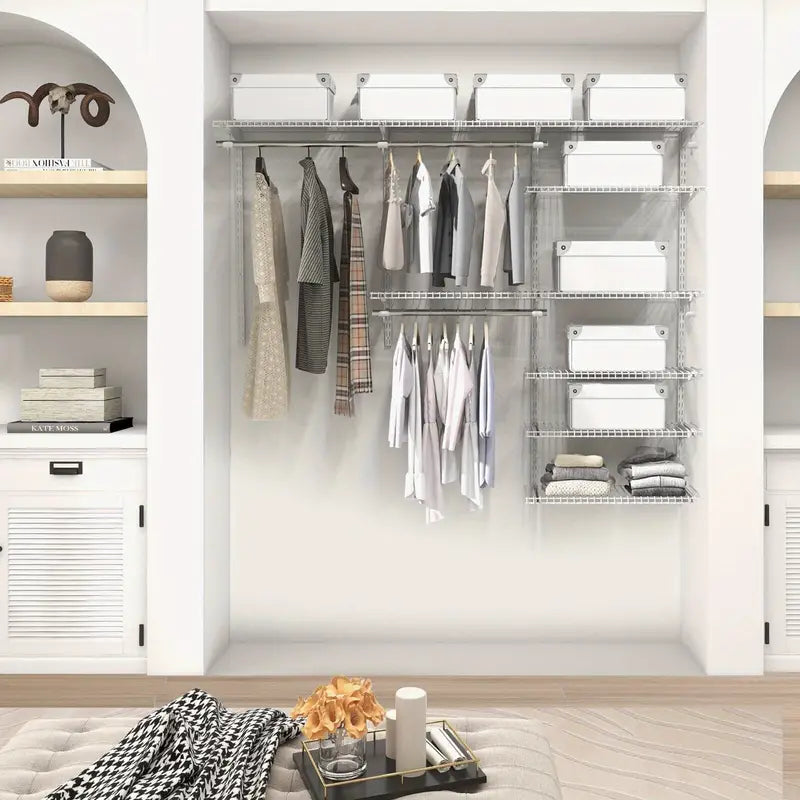 Wardrobe Wall Mounted Closet System Metal Hanging Storage Organizer Rack