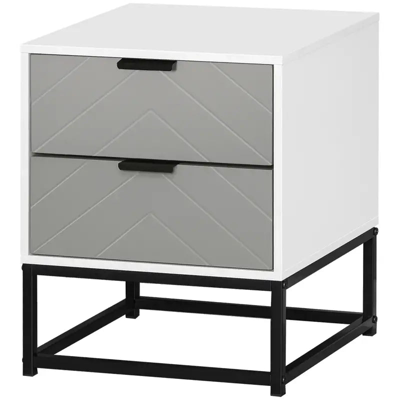 Bedside Cabinet with 2 Drawer Storage Unit,Metal Base, for Living Room, Study Room, Bedroom