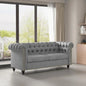 Chesterfield Grey 2 Seater Style Button back Sofa, Couch Linen Fabric Settee