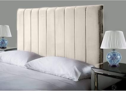 Headboards in Elegant Plush Velvet Fabric, for Divan Beds, 24" CREAM