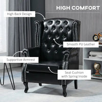 Chesterfield Black style PU Leather Fireside Chair, Button Tufted Accent Chair