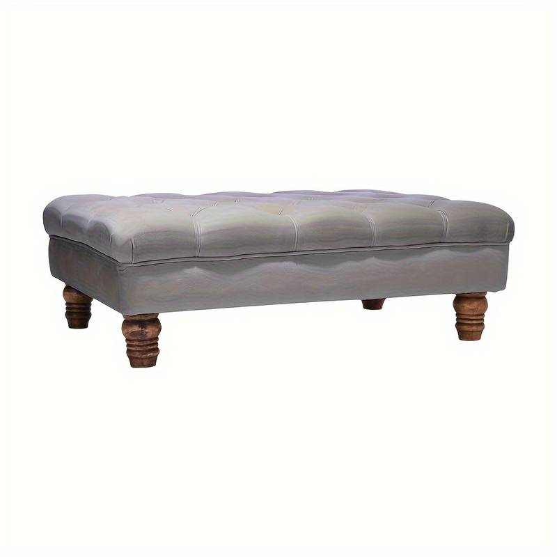 Chesterfield Deep Button Grey Coffee Table Stool Bench Velvet Padded Pouffe Footstool 60*90cm