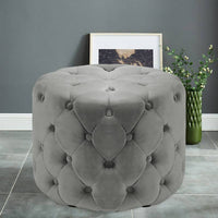 Chesterfield Coffee Table Buttoned Ottoman Footstool Velvet Stool (Grey, 60x 60 x 38cm)