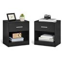 BLACK Set of 2, Side Table with Drawer, Handle, Open Compartment, End Table, for Bedroom, Living Room