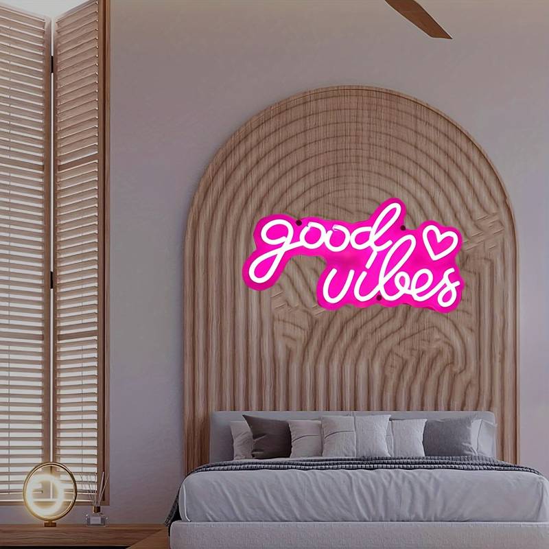 1pcs Good Vibes Neon Sign, LED Neon Sign Light, Good Vibes Neon Lights