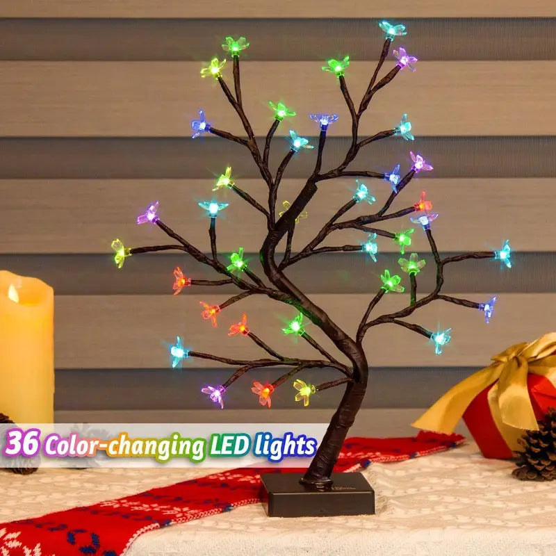 Cherry Blossom Tree Lamp Flower, 36 Led Twinkling Spirit Tree Colour Changing, Christmas Decorations