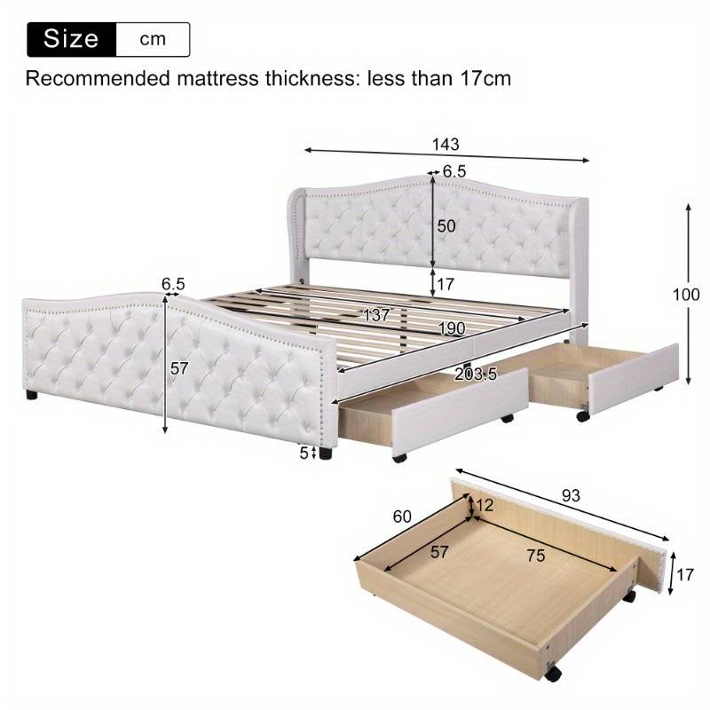 Chesterfield Style (DOUBLE) Upholstered Bed with High Headboard (MATTRESS NOT INCLUDED)