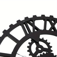 1pc, Large Vintage Wooden Skeleton Roman Wall Clock, Silent Non Ticking Quartz Clocks