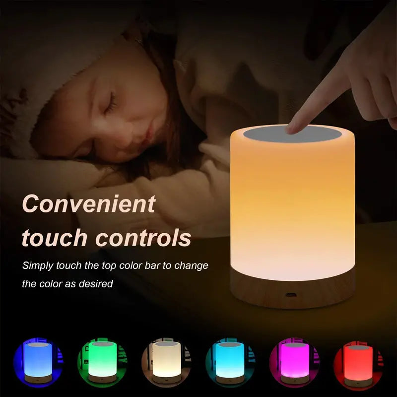 Portable RGB LED Night Light Touch Lamp Rechargeable Battery Table Light Dimmable Bedside Lamps