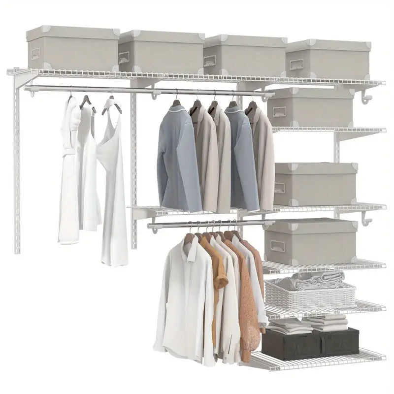 Wardrobe Wall Mounted Closet System Metal Hanging Storage Organizer Rack