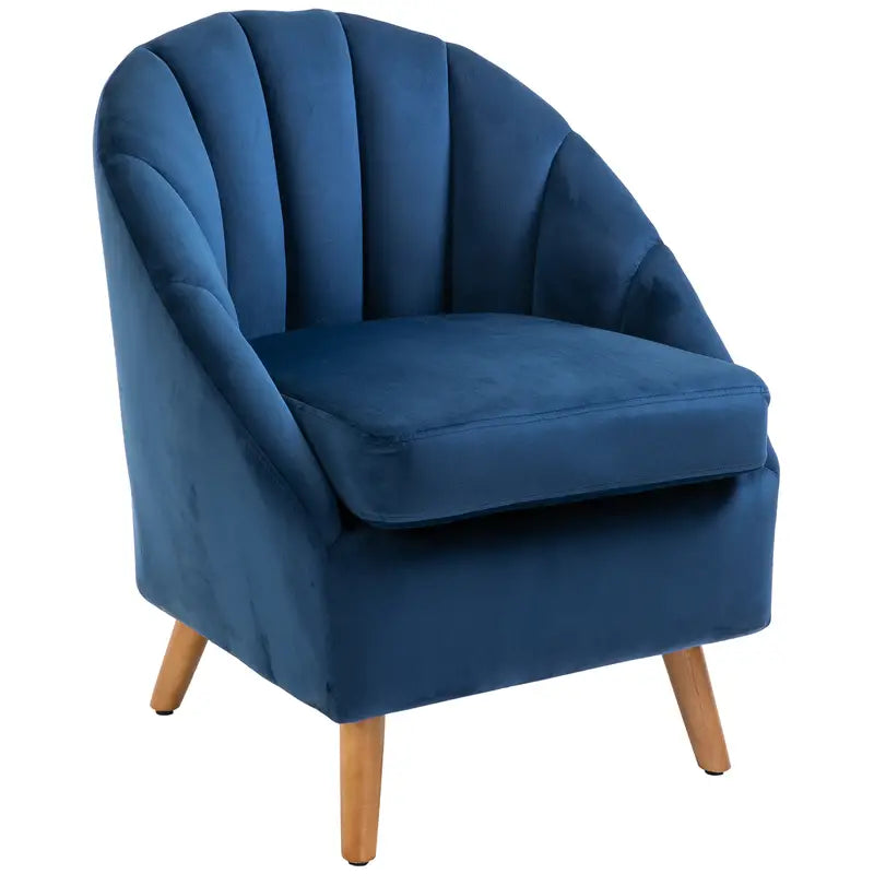 Chesterfield Blue Accent Chair Velvet Fabric Single Sofa Armchair Home Living Room