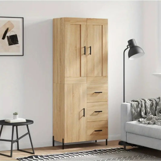 Wardrobe Two Level Storage Cabinets, 3 Doors with 3 Drawers, Large Space - PINE