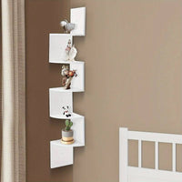 Corner Shelf, 5 tier Floating Wall Shelf With Zigzag Design, Bookshelf for Offices Bedrooms