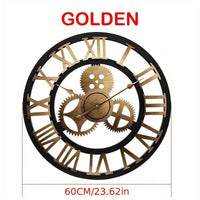 Wall Clock Big Roman Numerals Hanging Clock 60cm Silent Metal Clock