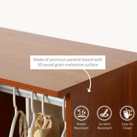 Wardrobe Open on Wheels with Clothes Rail, Bedroom Clothes Storage WALNUT