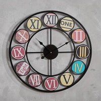 1pc, 50cm Large Metal Wall Clock American Style Vintage Roman Numerals Skeleton Wall Clock