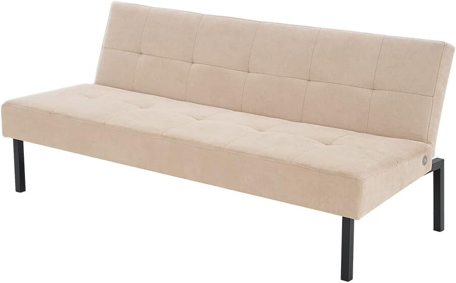 Sofa Bed 3 Seater Sofa Click Clack Bed Sleeper on Metal Frame Legs for Study Guest and Living Room