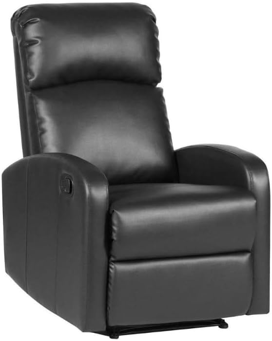 Sofa Recliner Arm Chair with Adjustable Leg Rest and Reclining Functions Leather - Black