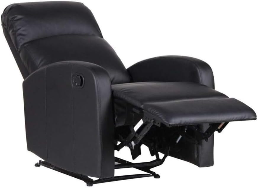 Sofa Recliner Arm Chair with Adjustable Leg Rest and Reclining Functions Leather - Black