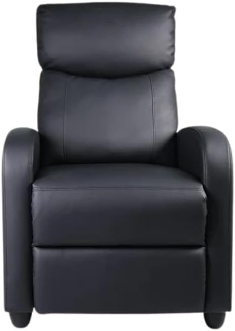 Sofa Recliner Arm Chair with Adjustable Leg Rest and Reclining Functions Leather - Black