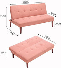 Sofa Bed Pink 2 Seater Occasional Sofa Hold Max Weight to 300KG, Linen Fabric Single Corner Sofa